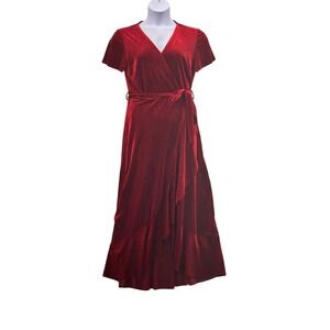 Velvet Wrap Dress Red‎ Large